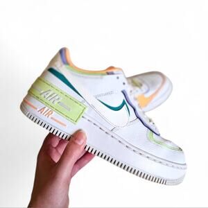 Nike Air Force 1 AF1 Low Shadow White/ Peach Multi-Color Sneakers Size 8
